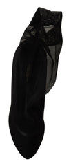 Dolce & Gabbana Black Stretch Tulle Stretch Boots Shoes -   -  Dolce & Gabbana.