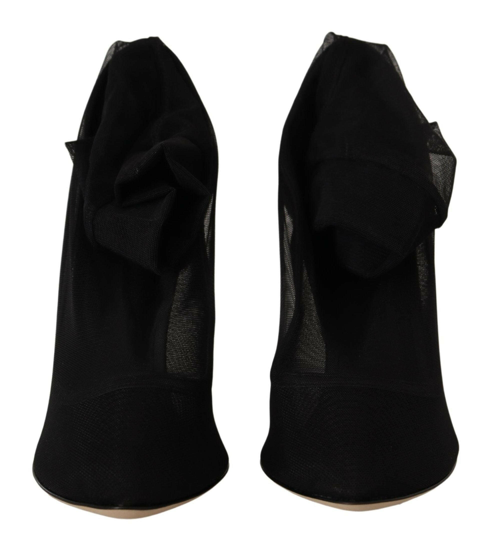 Dolce & Gabbana Black Stretch Tulle Stretch Boots Shoes -   -  Dolce & Gabbana.