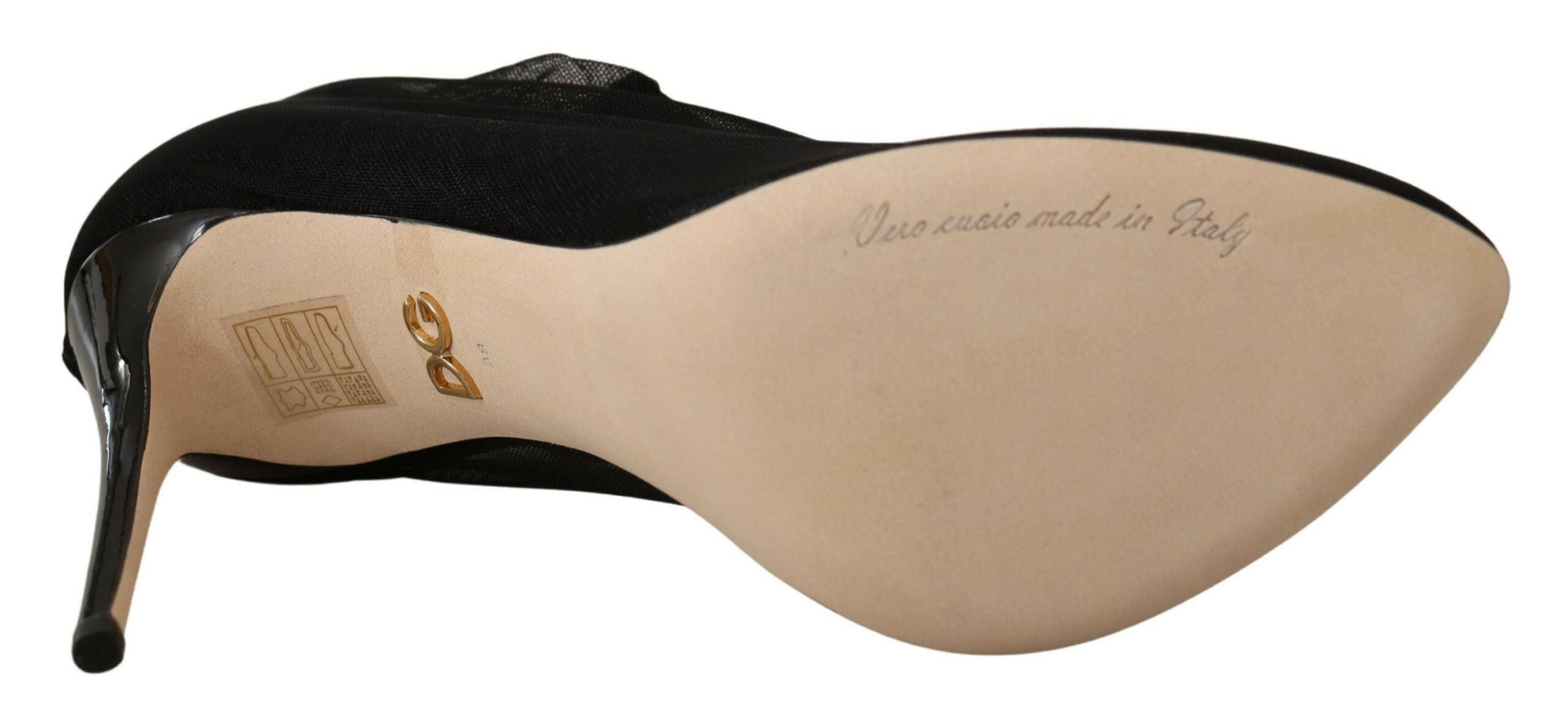 Dolce & Gabbana Black Stretch Tulle Stretch Boots Shoes -   -  Dolce & Gabbana.
