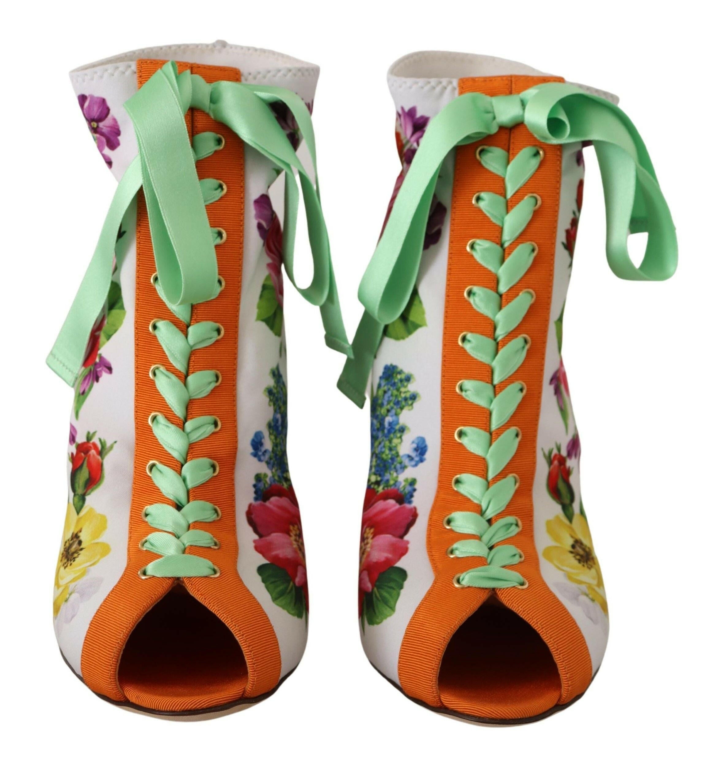 Dolce & Gabbana White Jersey Stretch Boots Open Toes Heels Shoes -   -  Dolce & Gabbana.