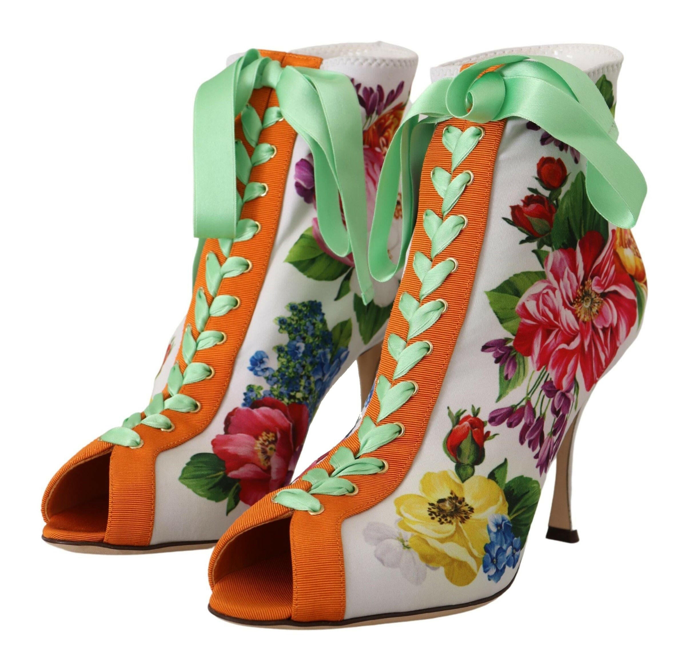 Dolce & Gabbana White Jersey Stretch Boots Open Toes Heels Shoes -   -  Dolce & Gabbana.