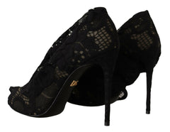Dolce & Gabbana Black Stretch Socks Taormina Lace Boots Shoes -   -  Dolce & Gabbana.