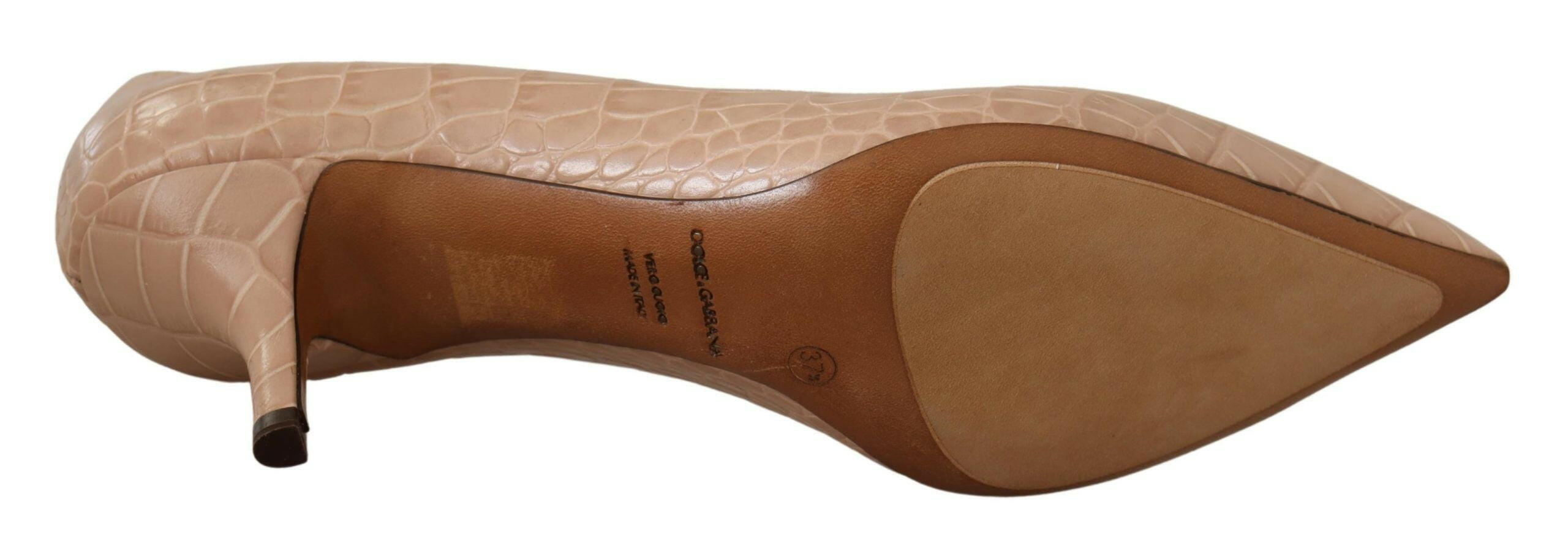 Dolce & Gabbana Beige Leather Pointed Heels Pumps Shoes -   -  Dolce & Gabbana.