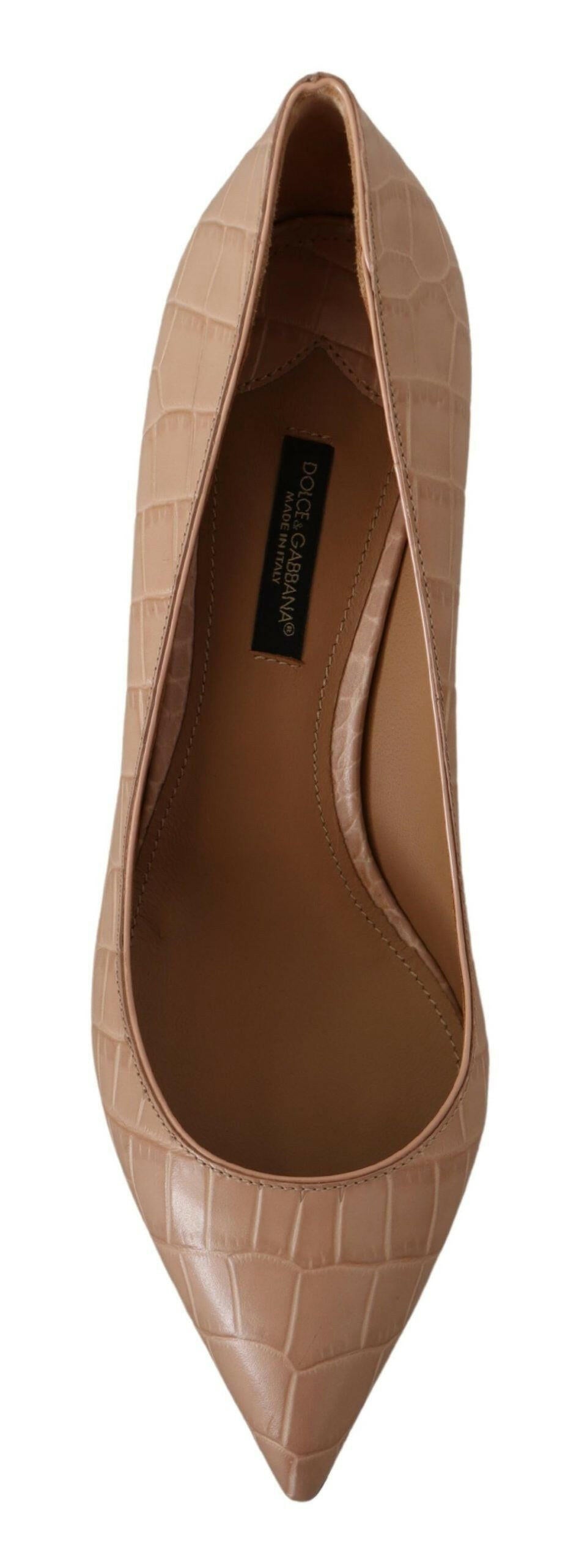 Dolce & Gabbana Beige Leather Pointed Heels Pumps Shoes -   -  Dolce & Gabbana.