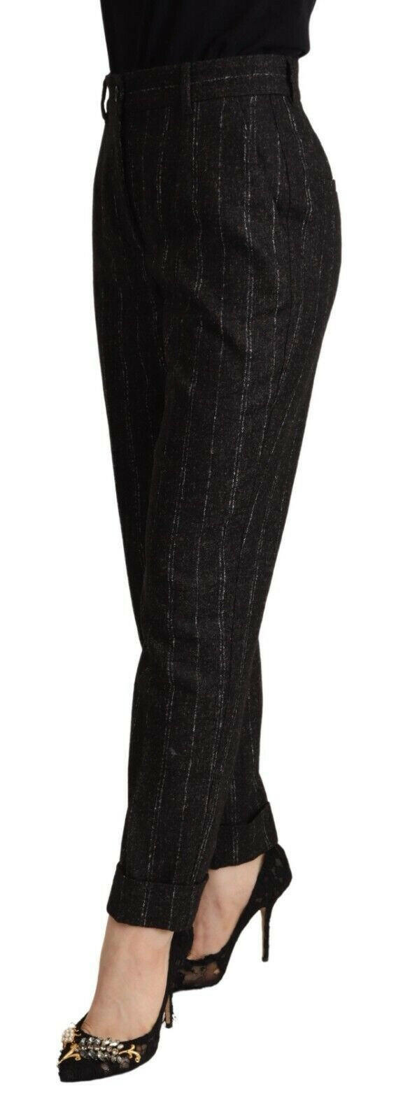 Dolce & Gabbana Black Striped High Waist Tapered Pants -   -  Dolce & Gabbana.