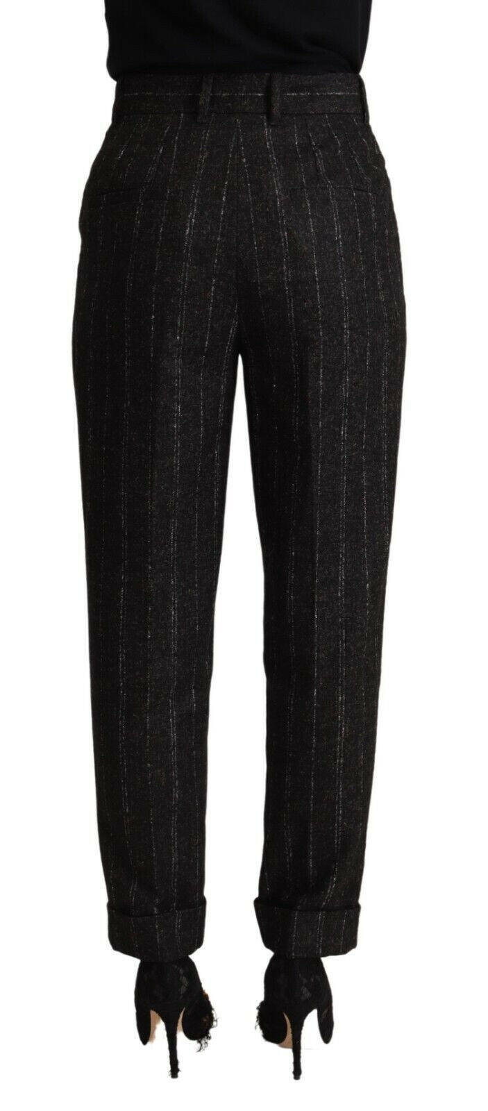 Dolce & Gabbana Black Striped High Waist Tapered Pants -   -  Dolce & Gabbana.