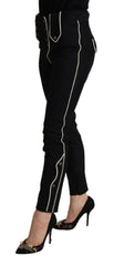 Dolce & Gabbana Black Mid Waist Button Embellished Slim Fit Pants -   -  Dolce & Gabbana.