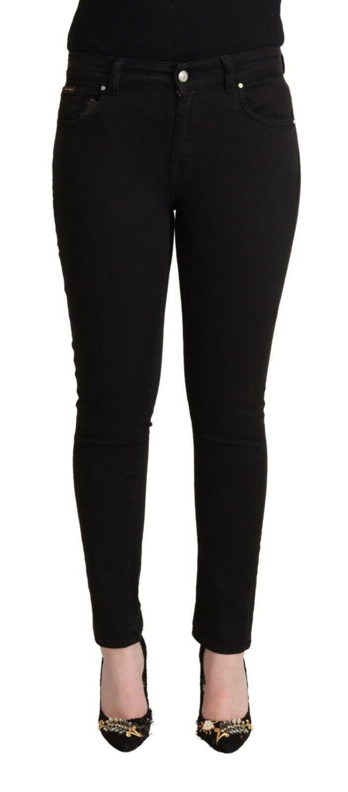 Dolce & Gabbana Black Cotton Mid Waist Denim Slim Fit Jeans -   -  Dolce & Gabbana.