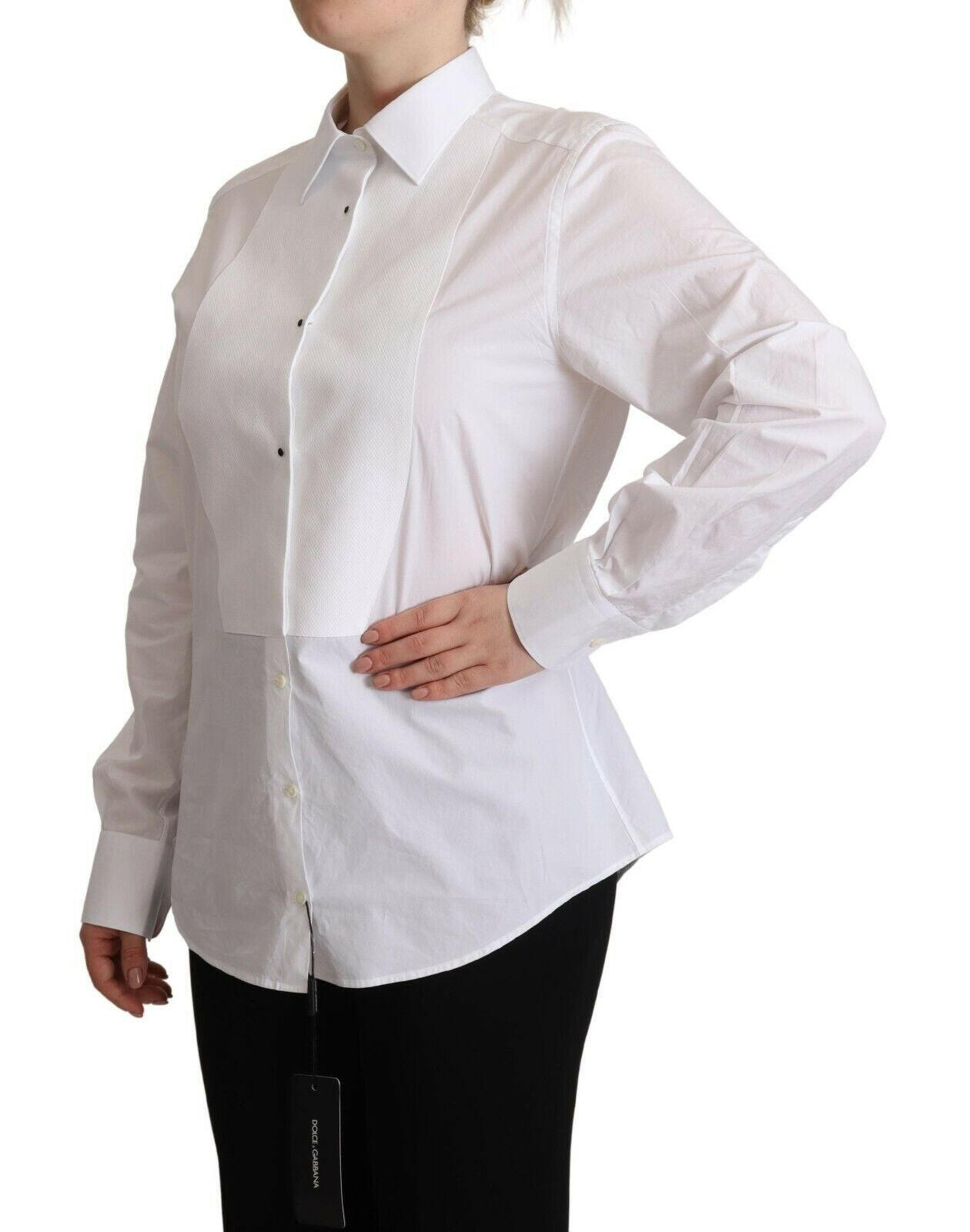 Dolce & Gabbana White Cotton Dress Collared Long Sleeves Shirt Top -   -  Dolce & Gabbana.