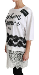 Dolce & Gabbana White Fashion Sinner Cotton Lace T-shirt Top -   -  Dolce & Gabbana.