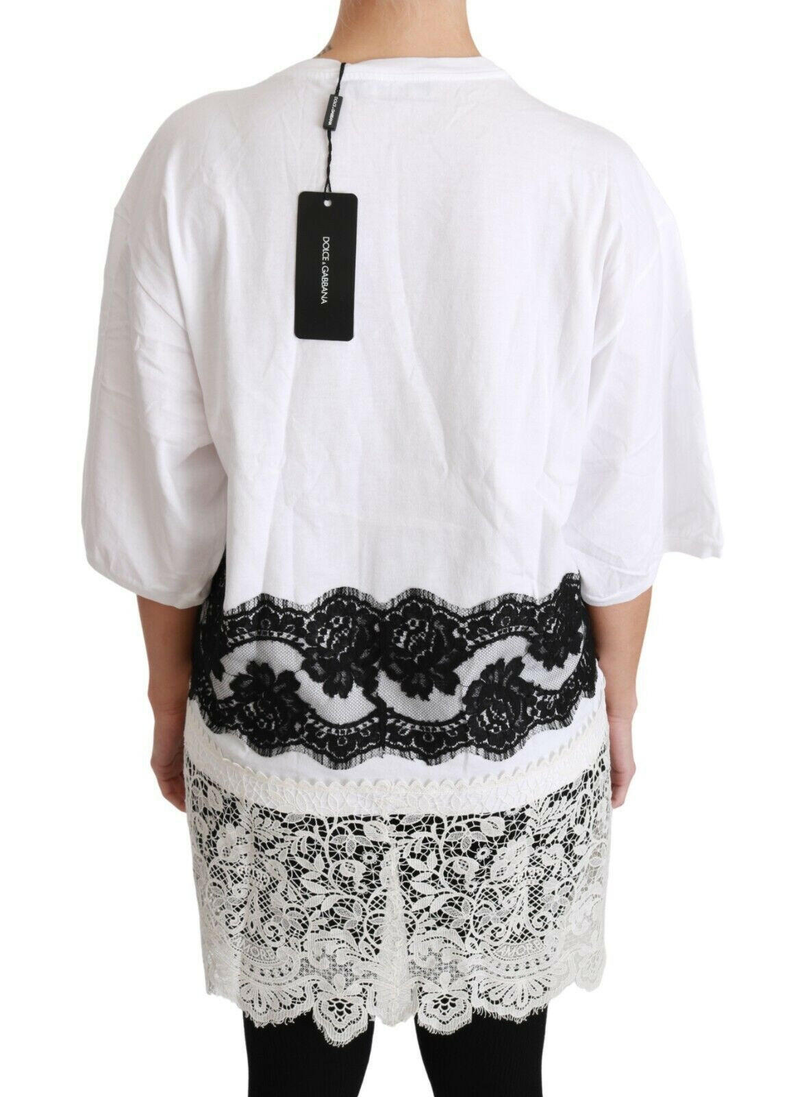 Dolce & Gabbana White Fashion Sinner Cotton Lace T-shirt Top -   -  Dolce & Gabbana.
