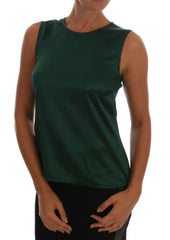 Dolce & Gabbana Dark Green Silk Sleeveless Round Neck Tank Top -   -  Dolce & Gabbana.