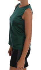 Dolce & Gabbana Dark Green Silk Sleeveless Round Neck Tank Top -   -  Dolce & Gabbana.
