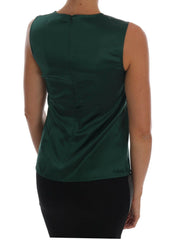 Dolce & Gabbana Dark Green Silk Sleeveless Round Neck Tank Top -   -  Dolce & Gabbana.