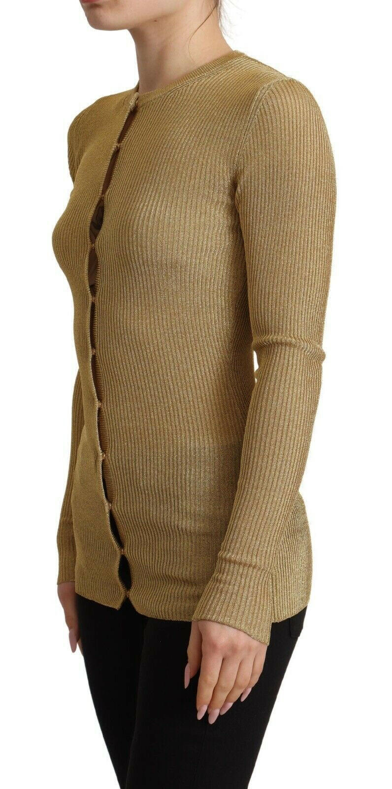Dolce & Gabbana Gold Viscose Blend Buttons Cardigan Sweater -   -  Dolce & Gabbana.
