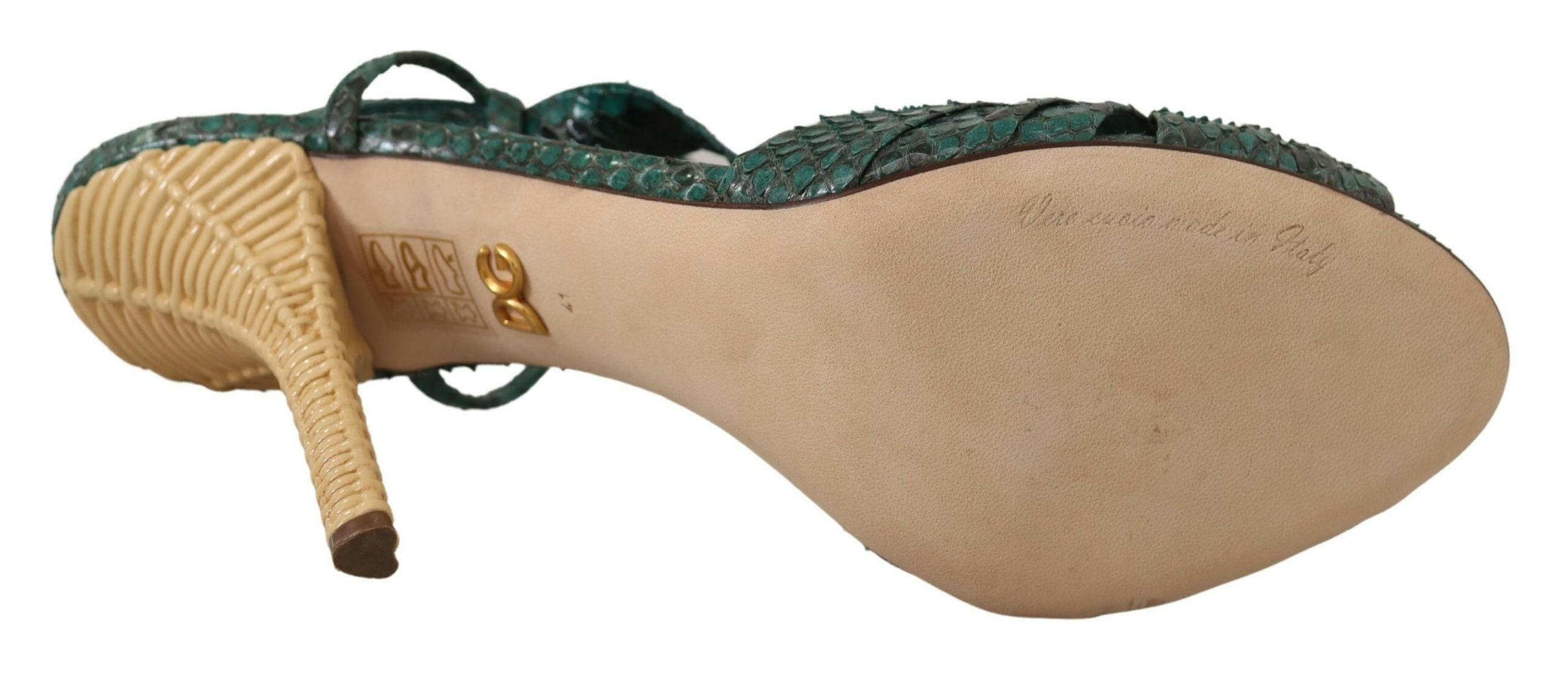 Dolce & Gabbana Green Python Strap Sandals Heels Shoes -   -  Dolce & Gabbana.