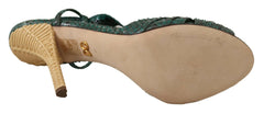 Dolce & Gabbana Green Python Strap Sandals Heels Shoes -   -  Dolce & Gabbana.