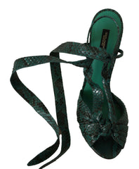 Dolce & Gabbana Green Python Strap Sandals Heels Shoes -   -  Dolce & Gabbana.