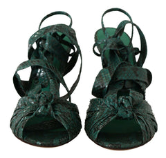 Dolce & Gabbana Green Python Strap Sandals Heels Shoes -   -  Dolce & Gabbana.