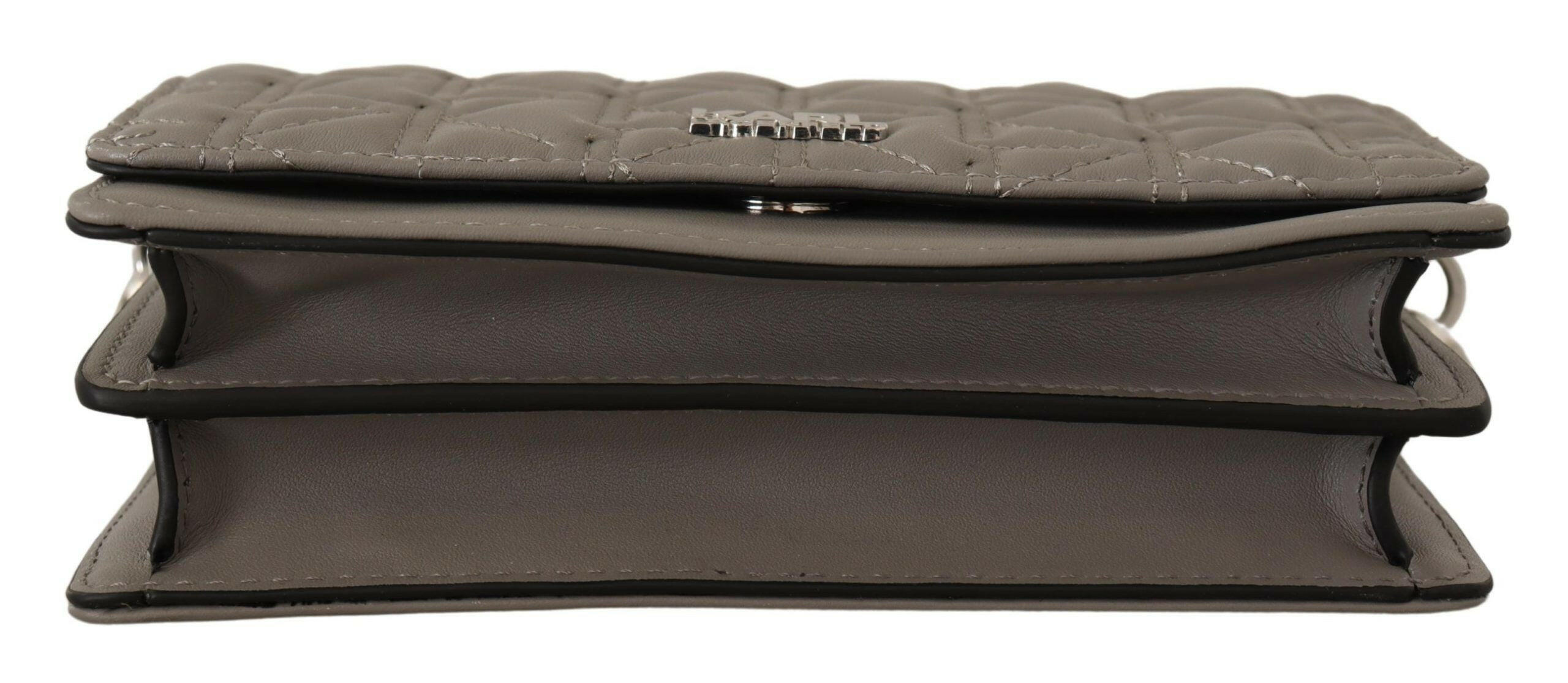 Karl Lagerfeld Elegant Grey Leather Crossbody Bag -  Luxury Cross Body Bag for Women -  Karl Lagerfeld.