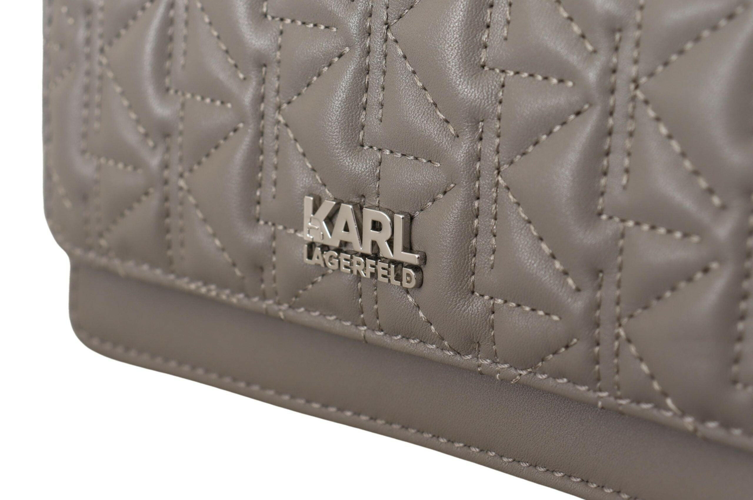 Karl Lagerfeld Elegant Grey Leather Crossbody Bag -  Luxury Cross Body Bag for Women -  Karl Lagerfeld.