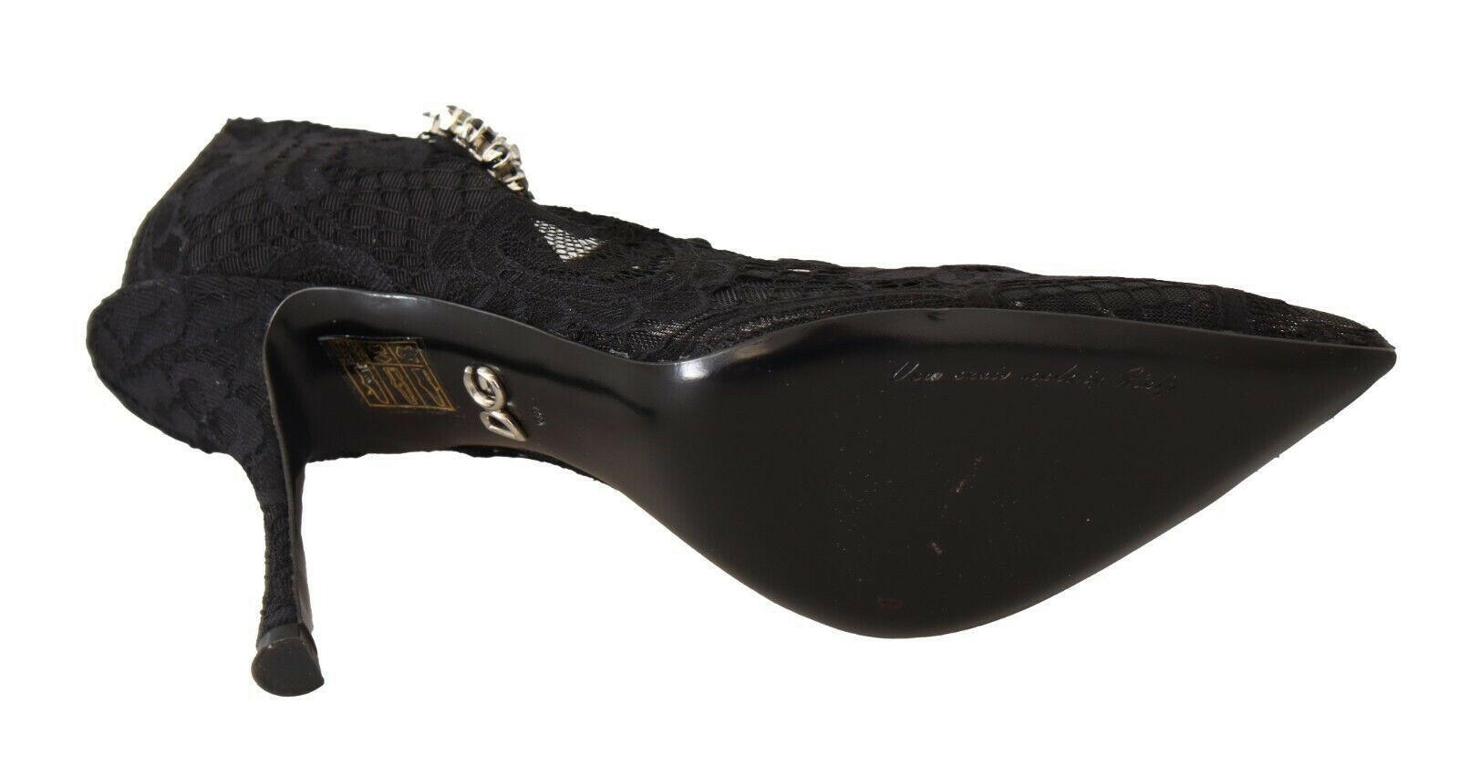Dolce & Gabbana Black Lace Crystals Heels Mary Jane Pumps Shoes -   -  Dolce & Gabbana.