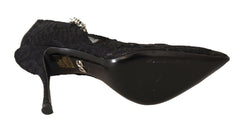 Dolce & Gabbana Black Lace Crystals Heels Mary Jane Pumps Shoes -   -  Dolce & Gabbana.