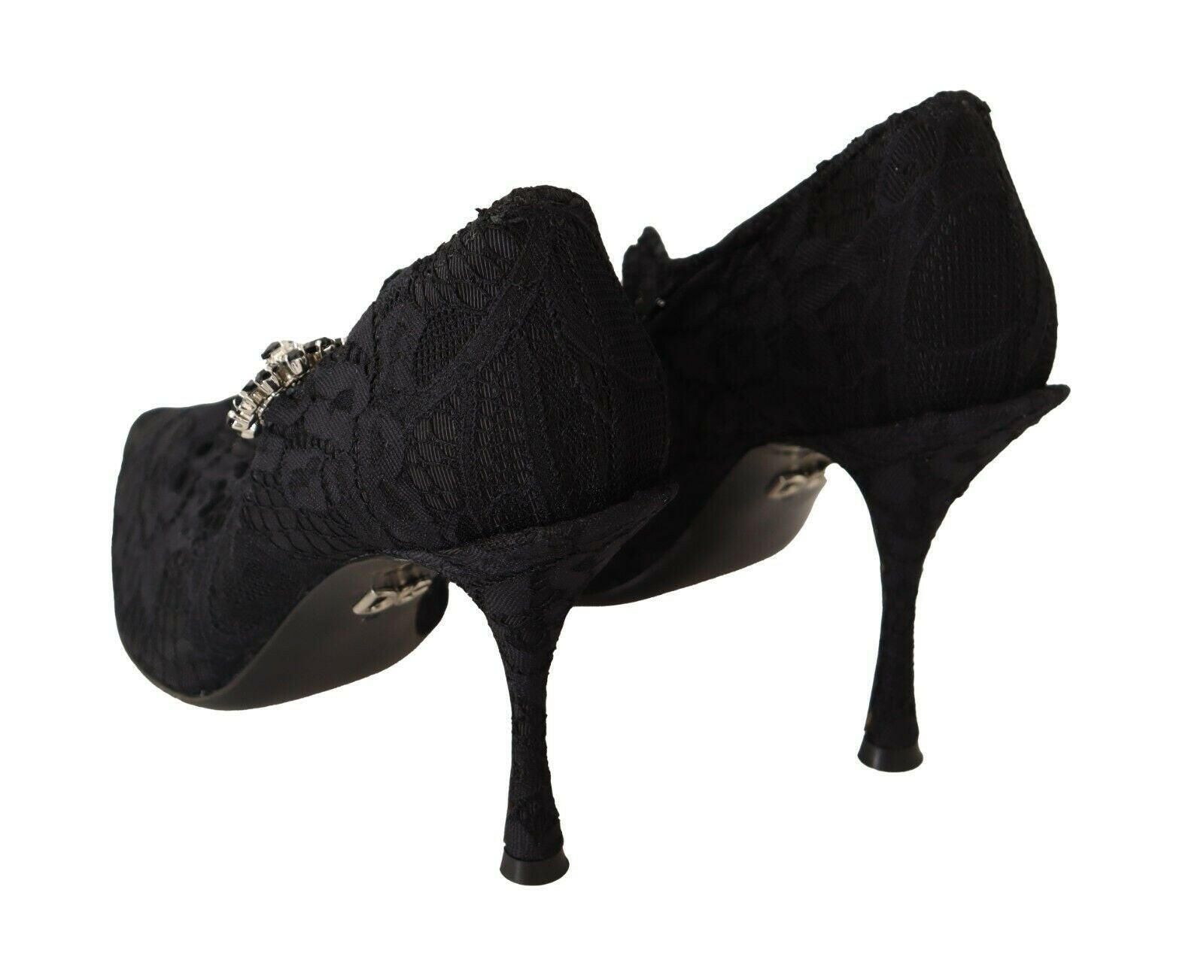 Dolce & Gabbana Black Lace Crystals Heels Mary Jane Pumps Shoes -   -  Dolce & Gabbana.