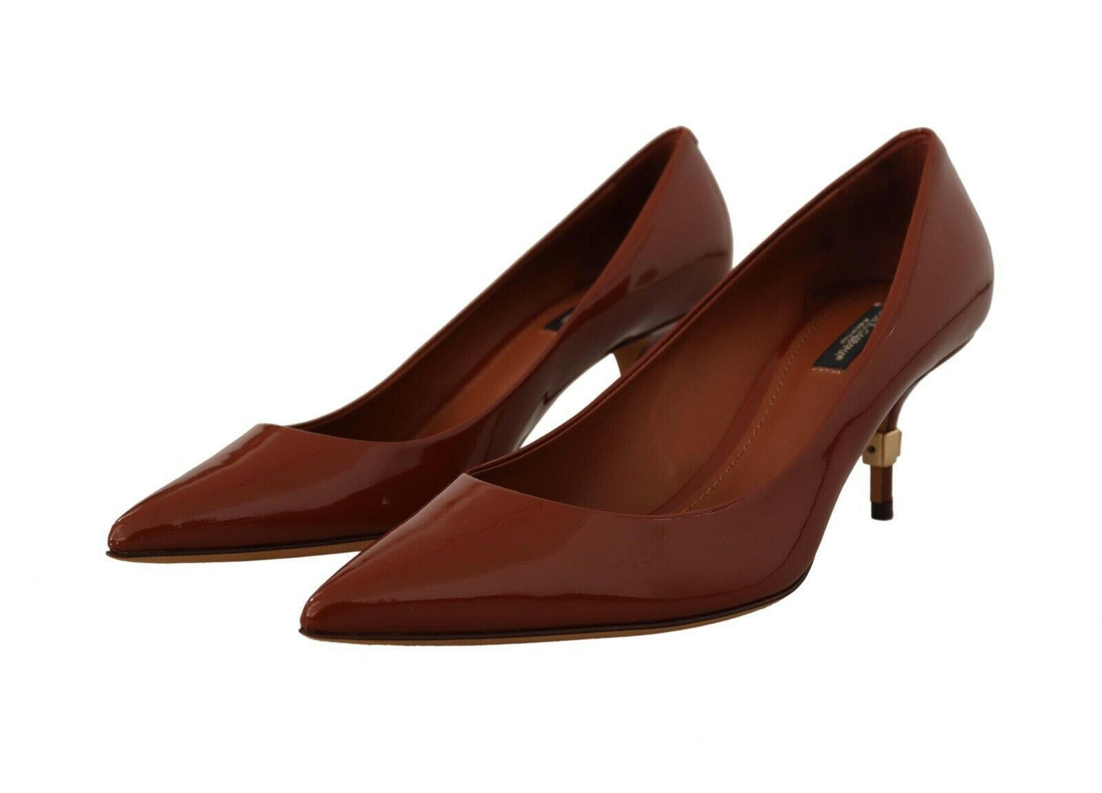 Dolce & Gabbana Brown Kitten Heels Pumps Patent Leather Shoes -   -  Dolce & Gabbana.