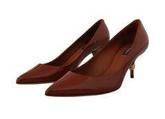 Dolce & Gabbana Brown Kitten Heels Pumps Patent Leather Shoes -   -  Dolce & Gabbana.