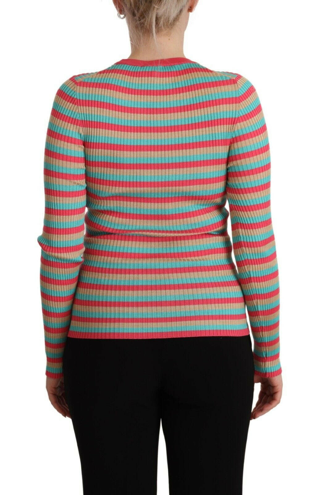 Dolce & Gabbana Multicolor Stripes Silk Crew Neck Pullover Top -   -  Dolce & Gabbana.