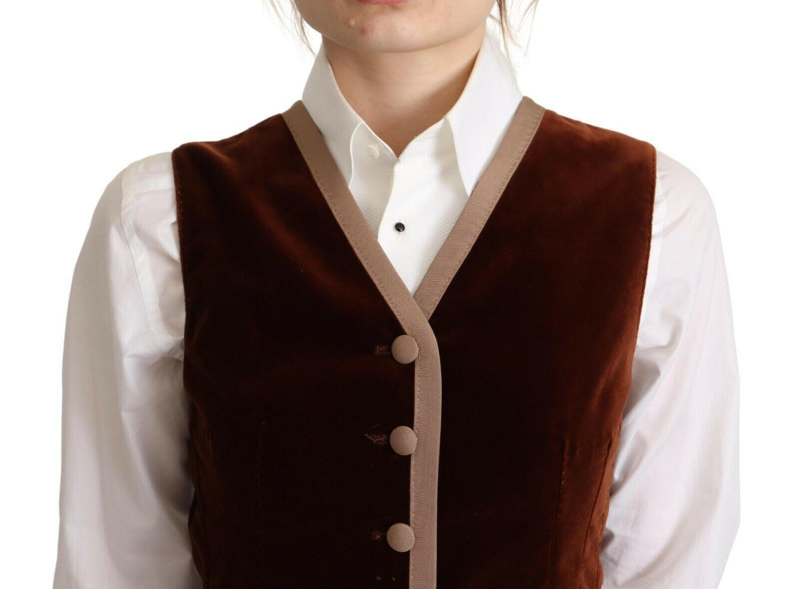 Dolce & Gabbana Bordeaux Velvet Cotton V-neck Sleeveless Vest Top -   -  Dolce & Gabbana.
