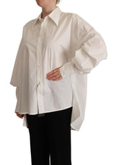 Dolce & Gabbana White Cotton Button Up Collared Long Sleeve Top -   -  Dolce & Gabbana.
