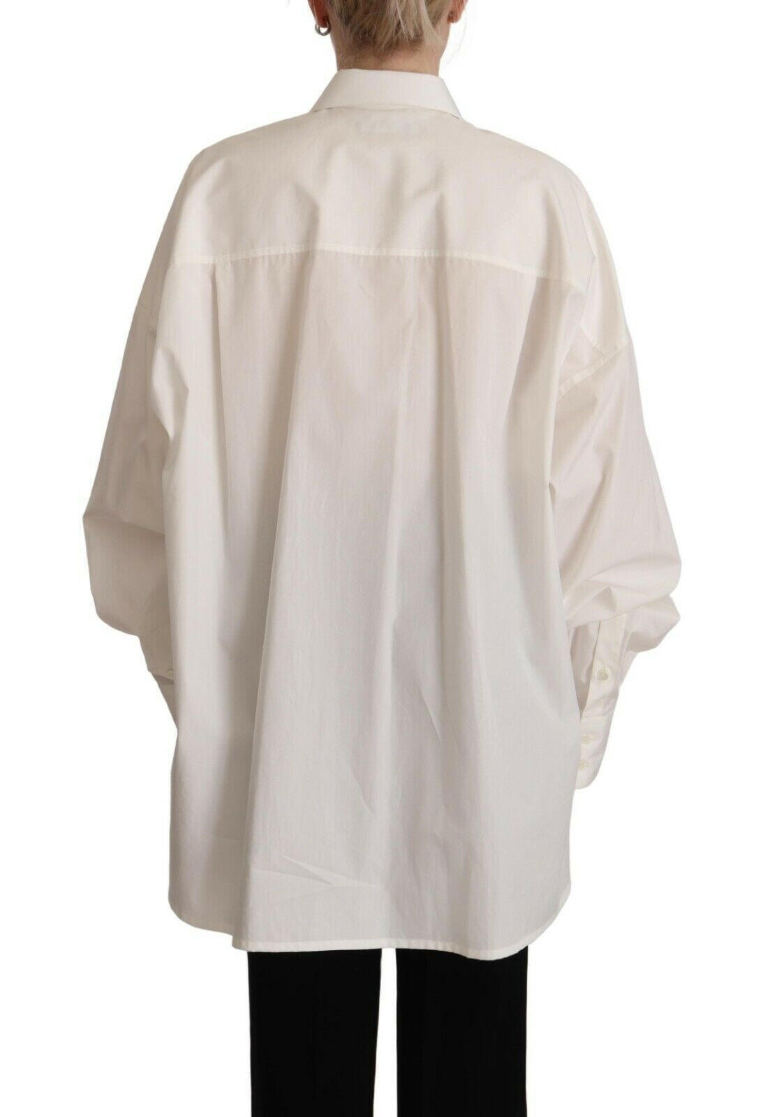 Dolce & Gabbana White Cotton Button Up Collared Long Sleeve Top -   -  Dolce & Gabbana.