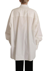 Dolce & Gabbana White Cotton Button Up Collared Long Sleeve Top -   -  Dolce & Gabbana.