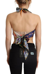 Dolce & Gabbana Multicolor Foulard Silk Halter Cropped Top -   -  Dolce & Gabbana.