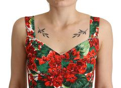 Dolce & Gabbana Red Geranium Print Viscose Sweetheart Cropped Top -   -  Dolce & Gabbana.