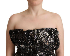 Aniye By Black Sequined Polyester Strapless Cocktail Blouse Top -   -  Aniye By.