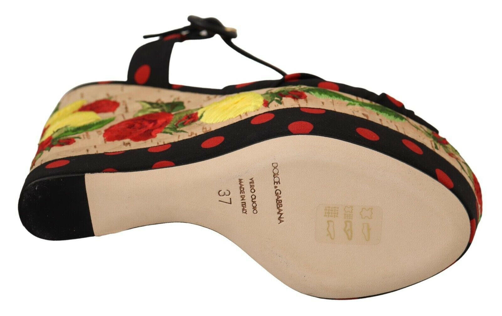 Dolce & Gabbana Multicolor Platform Wedges Sandals Charmeuse Shoes -   -  Dolce & Gabbana.