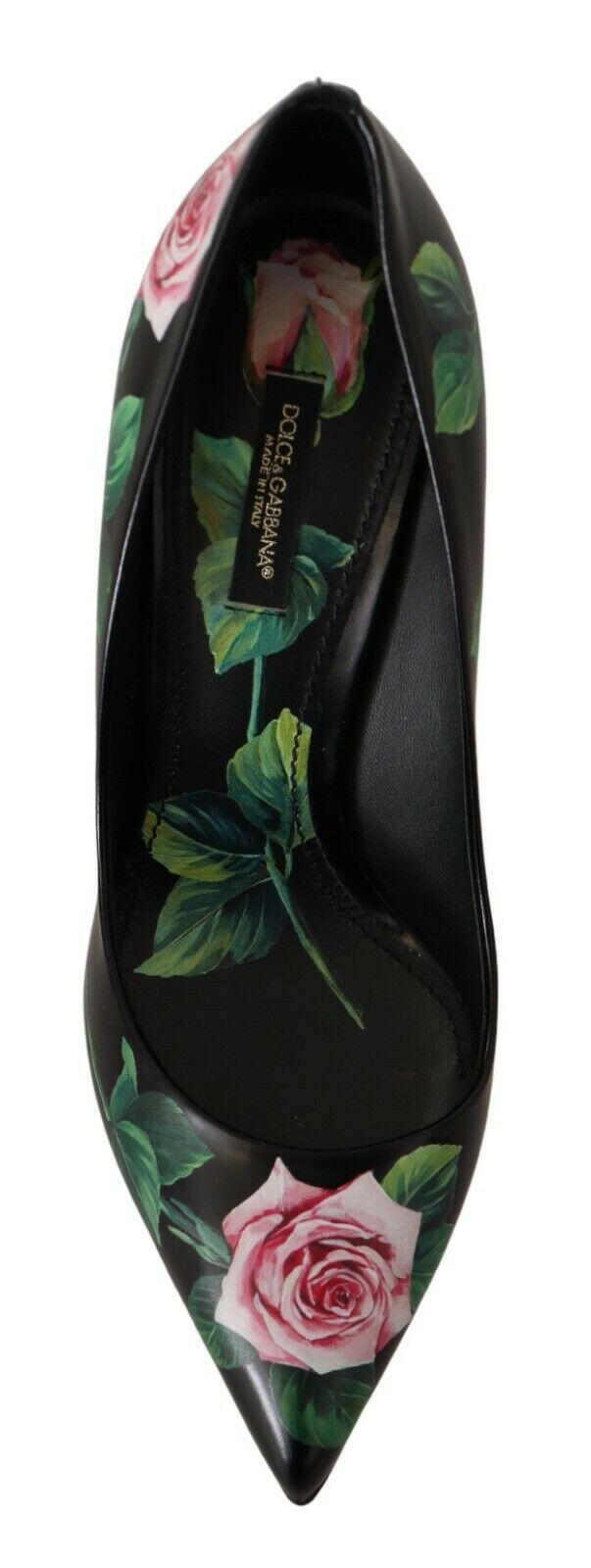 Dolce & Gabbana Black Leather Roses High Heels Pumps Shoes -   -  Dolce & Gabbana.