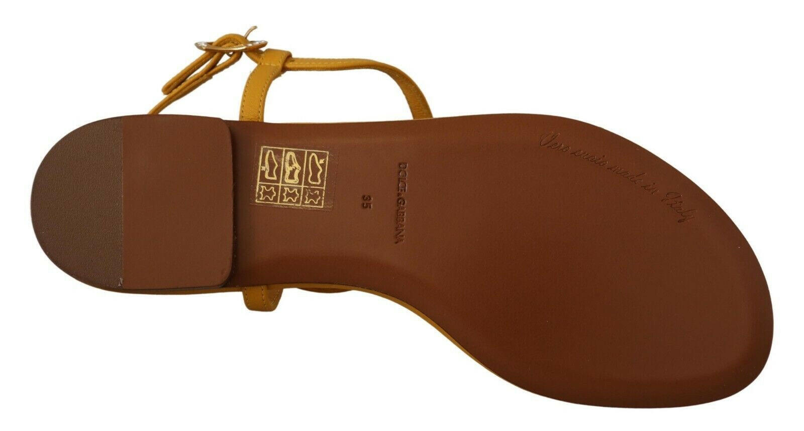 Dolce & Gabbana Mustard Leather Devotion Flats Sandals Shoes -   -  Dolce & Gabbana.
