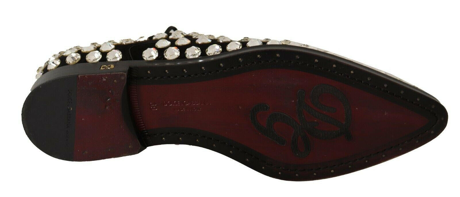 Dolce & Gabbana Black Leather Crystals Lace Up Formal Shoes -   -  Dolce & Gabbana.