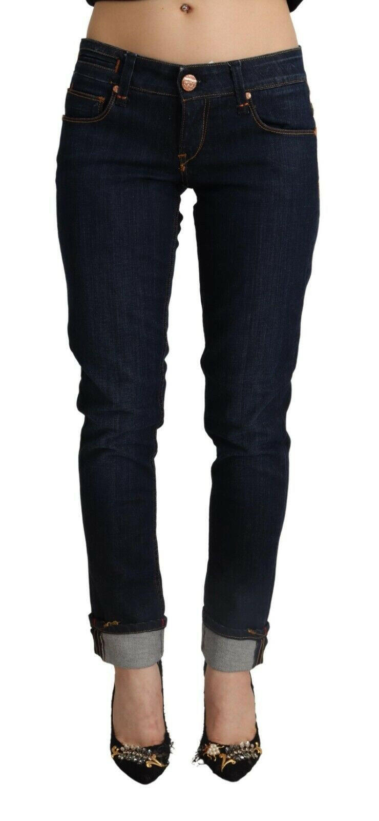 Acht Blue Cotton Low Waist Slim Fit Denim Women Trouser Jeans -   -  Acht.
