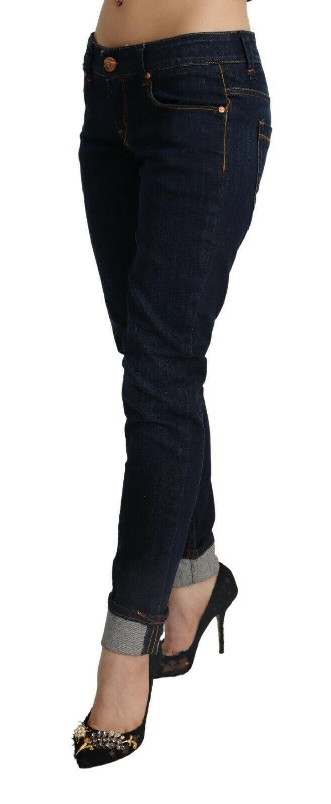 Acht Blue Cotton Low Waist Slim Fit Denim Women Trouser Jeans -   -  Acht.