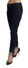 Acht Blue Cotton Low Waist Slim Fit Denim Women Trouser Jeans -   -  Acht.