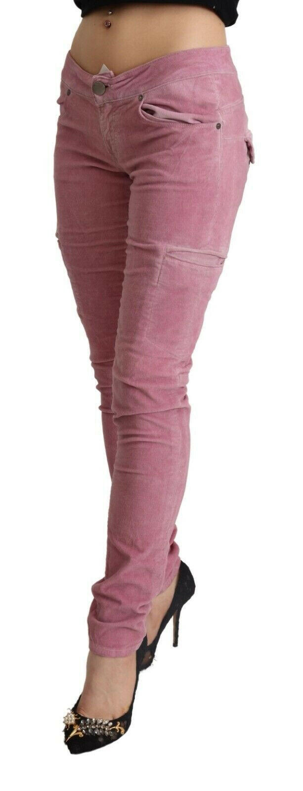 Acht Pink Cotton Low Waist Skinny Denim Cargo Jeans -   -  Acht.