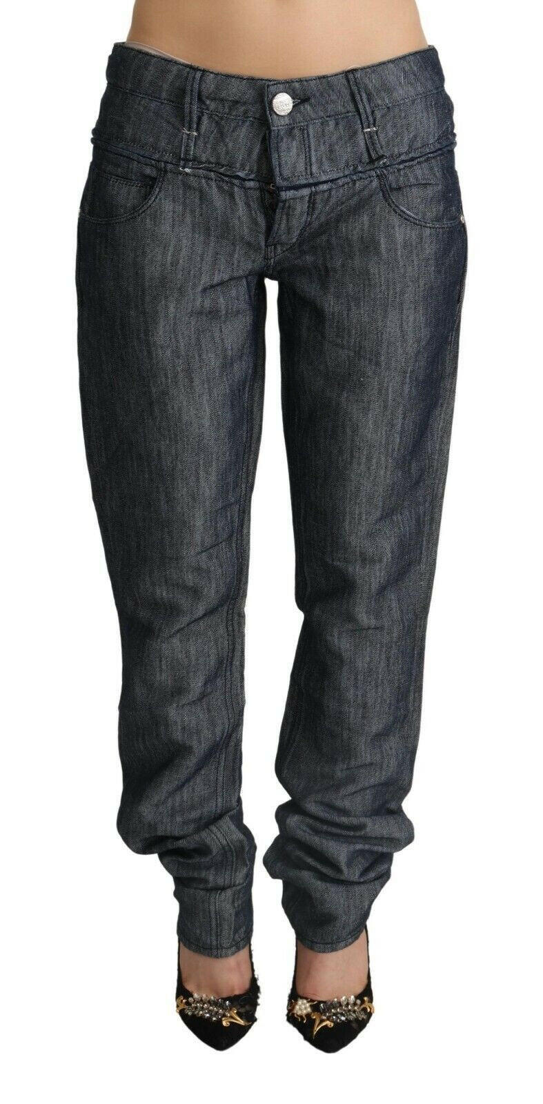 Acht Dark Gray Ramie Mid Wide Waist Straight Denim Jeans -   -  Acht.