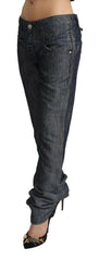 Acht Dark Gray Ramie Mid Wide Waist Straight Denim Jeans -   -  Acht.