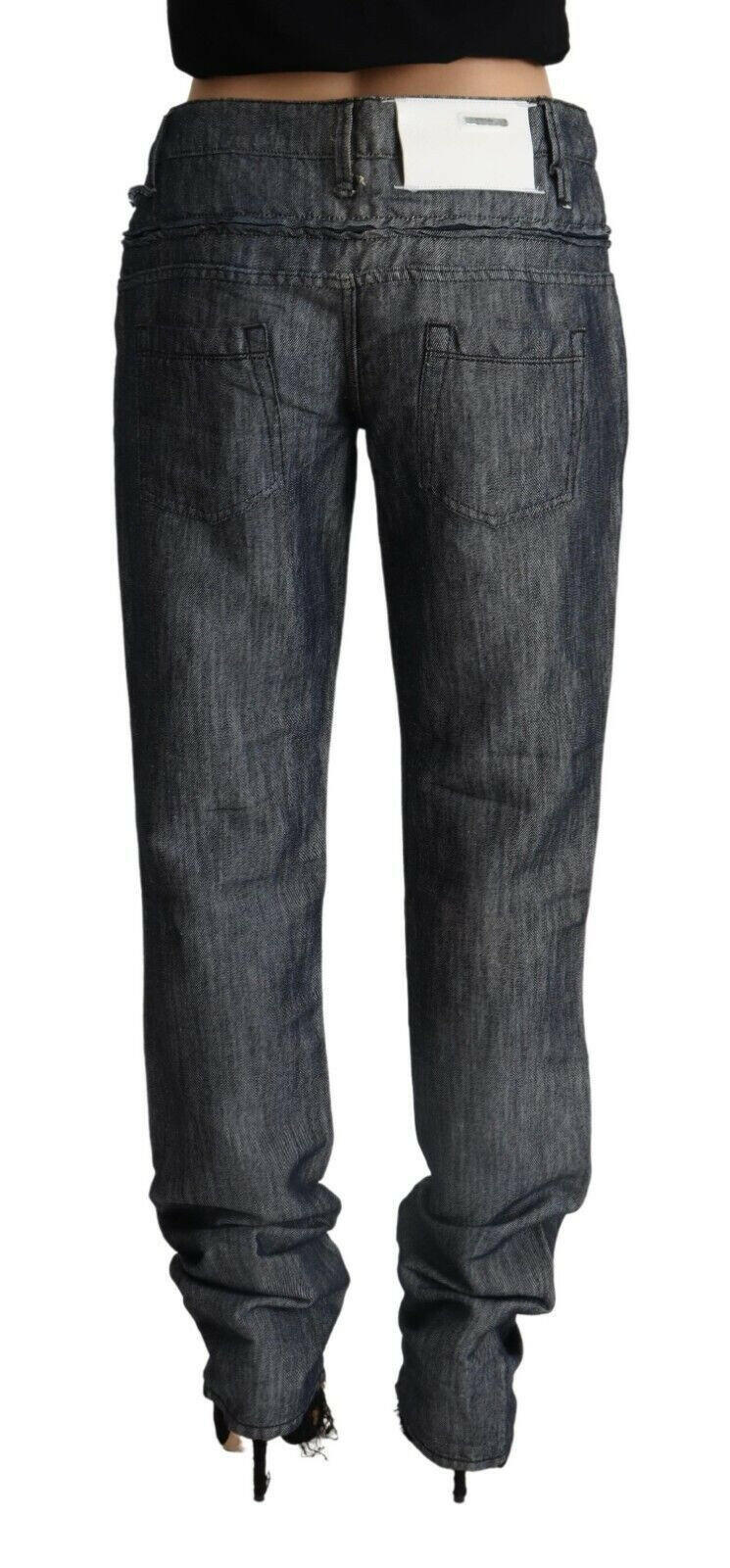 Acht Dark Gray Ramie Mid Wide Waist Straight Denim Jeans -   -  Acht.