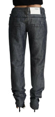 Acht Dark Gray Ramie Mid Wide Waist Straight Denim Jeans -   -  Acht.